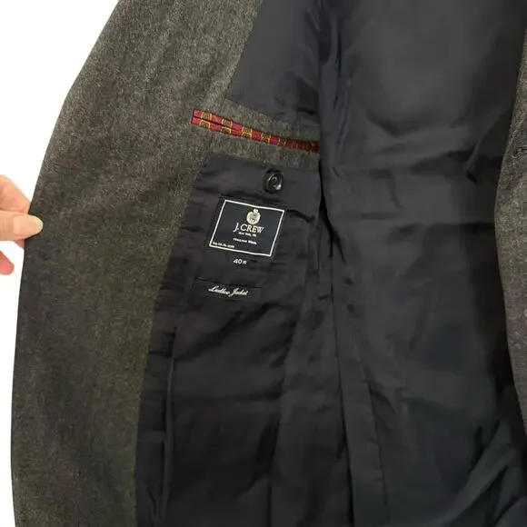 J‎ Crew Grey Ludlow Jacket Size 40R 100% Italian Wool Mens Blazer 3 Button